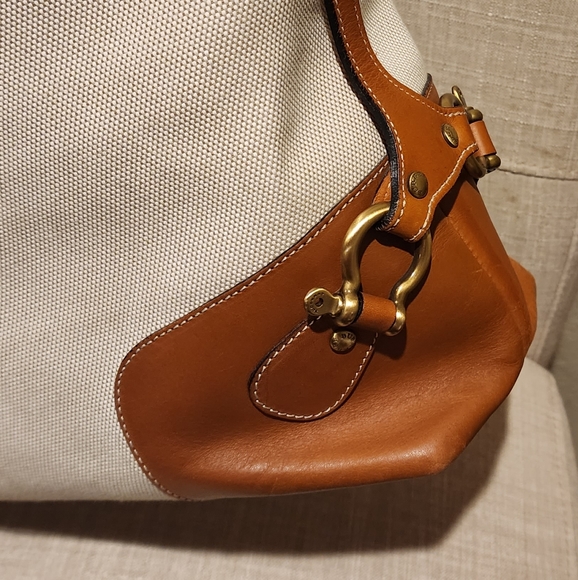 Burberry Canvas Tote with leather trim - Cream w/ brown leather trim - Picture 10 of 14